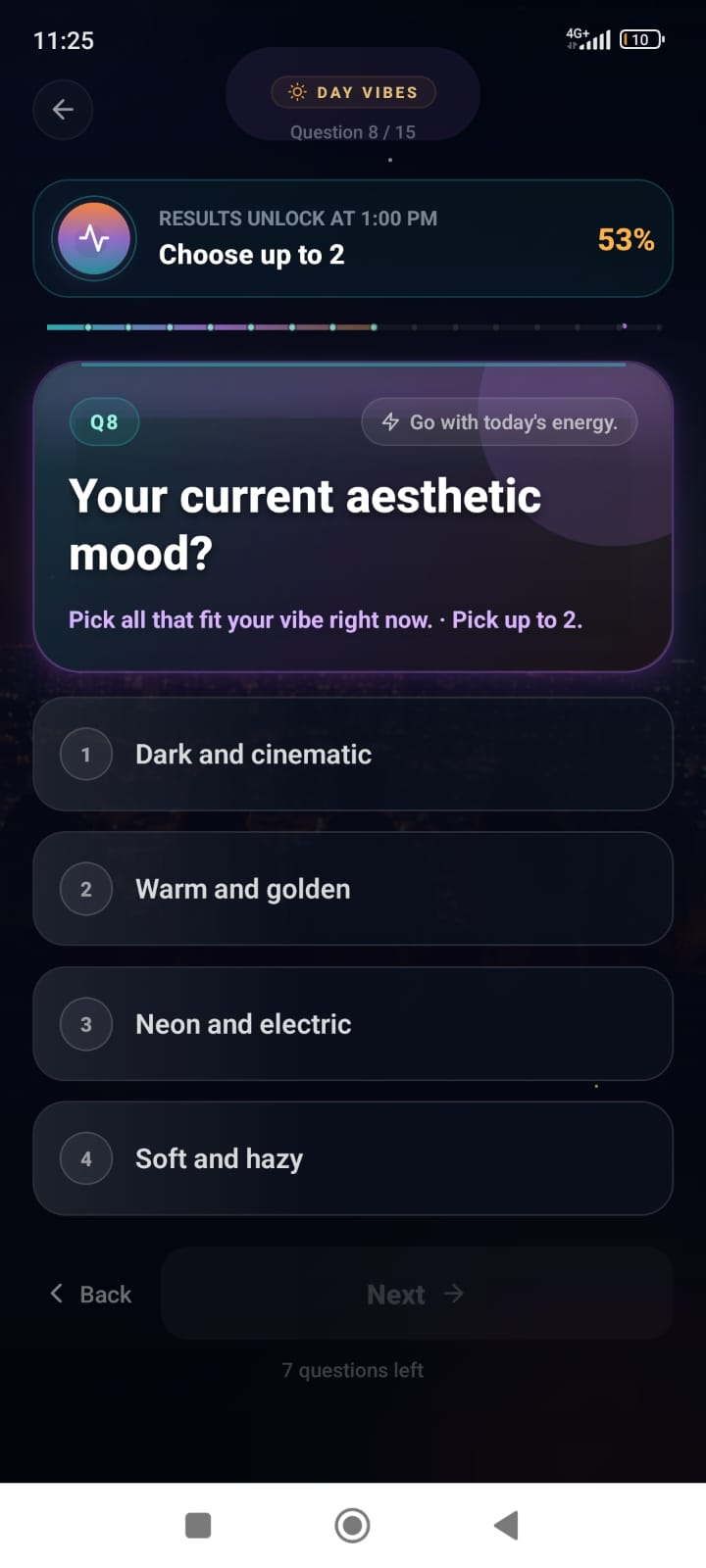 Tonyte Day Vibes daily question about aesthetic mood